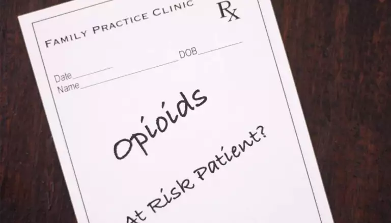 2017 Innovation Grants total almost $140K | Picture of a prescription pad on a table with the words Opioids - At risk patients - The Canadian Foundation For Pharmacy