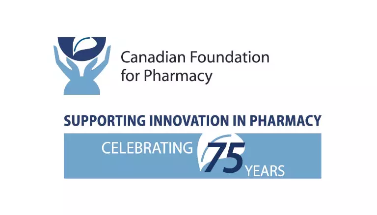 CFP celebrates 75 years | Banner with CFP's logo and the tagline celebrating 75 years - The Canadian Foundation For Pharmacy