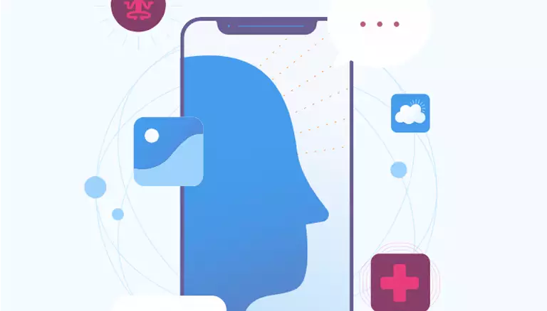 Health apps worth recommending | Concept illustration showing multiple icons for phone apps floating around a smart phone - The Canadian Foundation For Pharmacy