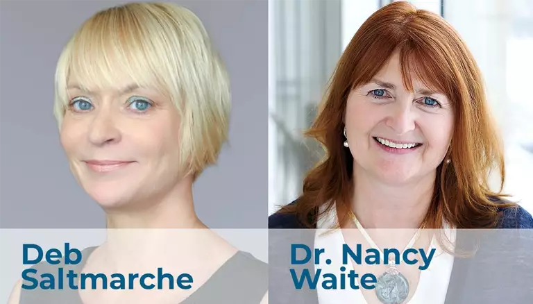 Who’s on Board | Banner image containing headshots of Deb Saltmarche & Dr. Nacy Waite - The Canadian Foundation For Pharmacy
