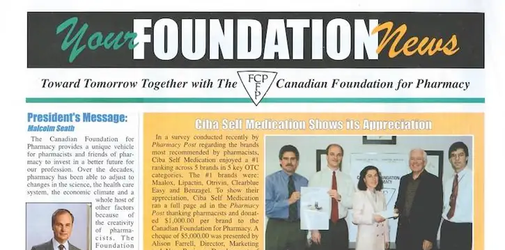 Issue of "Your Foundation News" newsletter from 1996 - Canadian Foundation for Pharmacy