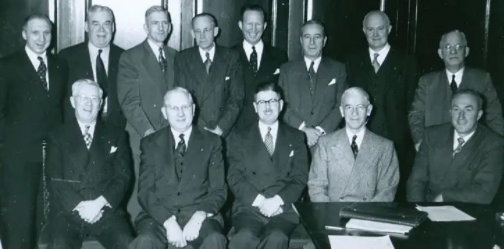 Black and white image of the original members of the first board on 1945 - Canadian Foundation for Pharmacy