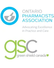 Logos for Ontario Pharmacists Association and Green Shield Canada - Canadian Foundation for Pharmacy