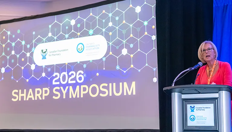 Linda Prytula speaking at the 2026 SHARP Symposium - Canadian Foundation for Pharmacy